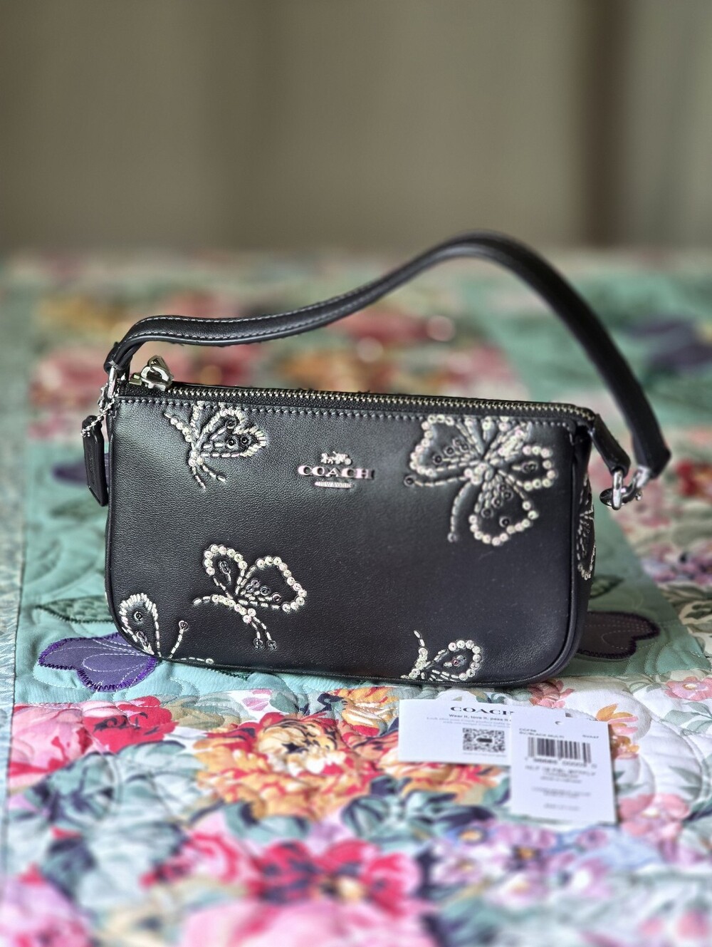 *NWT* COACH Nolita 19 With Sparkly Butterfly Print In Black - Picture 14 of 14
